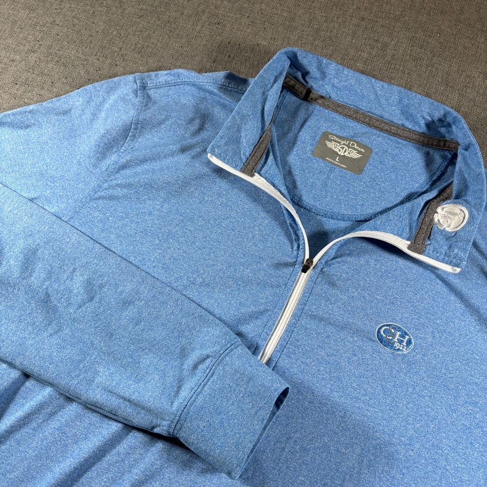 Straight Down 1/4 Zip Pullover Mens Large Blue Lightweight Performance Stretch